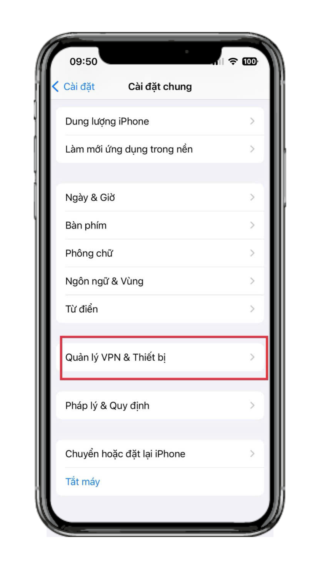 Bước 3:  Chọn quản lý VPN & thiết bị